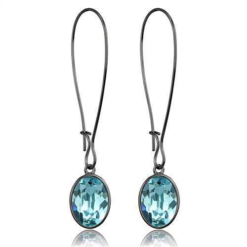 TK2720 - Stainless Steel Earrings IP Light Black  (IP Gun) Women Top Grade Crystal Sea Blue