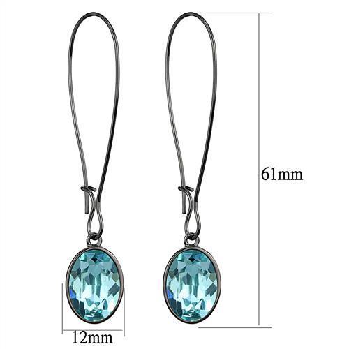 TK2720 - Stainless Steel Earrings IP Light Black  (IP Gun) Women Top Grade Crystal Sea Blue