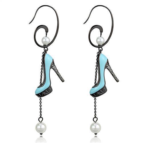 TK2721 - Stainless Steel Earrings IP Light Black  (IP Gun) Women Synthetic White