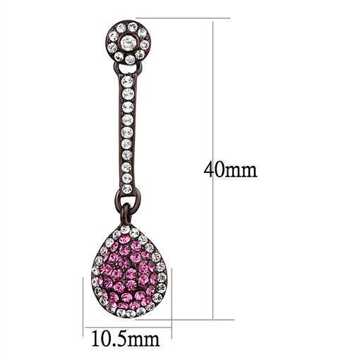 TK2724 - Stainless Steel Earrings IP Dark Brown (IP coffee) Women Top Grade Crystal Rose