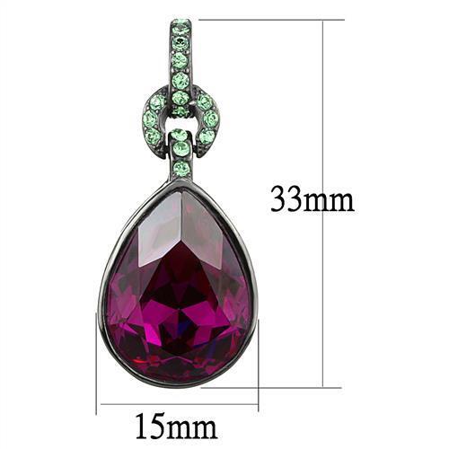 TK2726 - Stainless Steel Earrings IP Light Black  (IP Gun) Women Top Grade Crystal Fuchsia