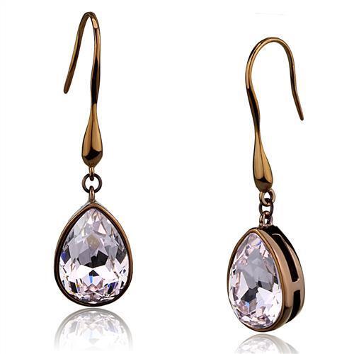 TK2727 - Stainless Steel Earrings IP Coffee light Women Top Grade Crystal Light Peach