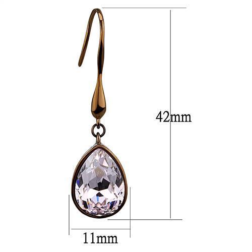 TK2727 - Stainless Steel Earrings IP Coffee light Women Top Grade Crystal Light Peach