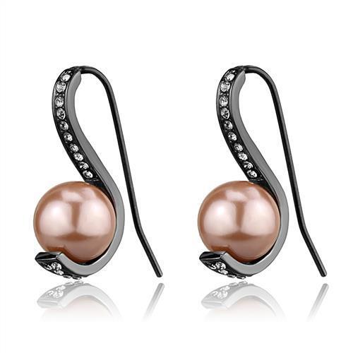 TK2728 - Stainless Steel Earrings IP Light Black  (IP Gun) Women Synthetic Light Peach