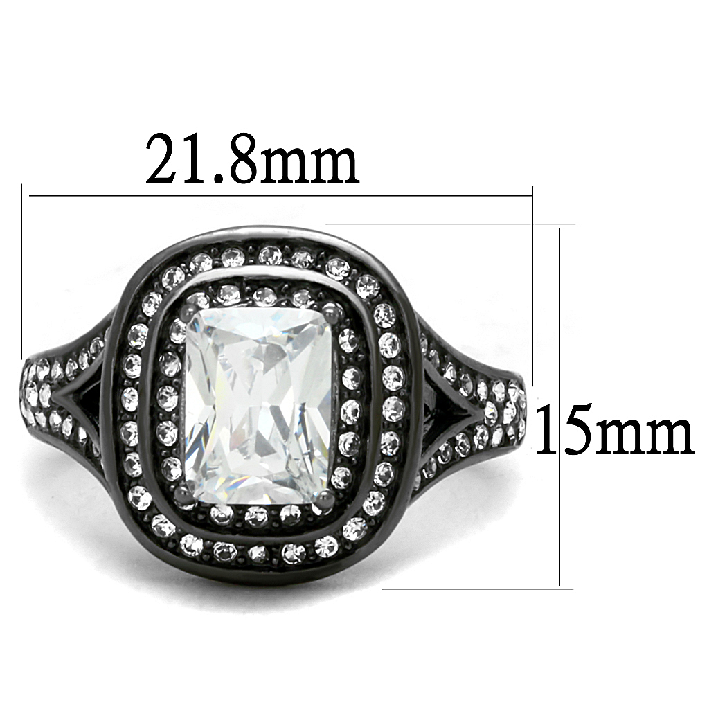 TK2731 - Stainless Steel Ring IP Light Black  (IP Gun) Women AAA Grade CZ Clear