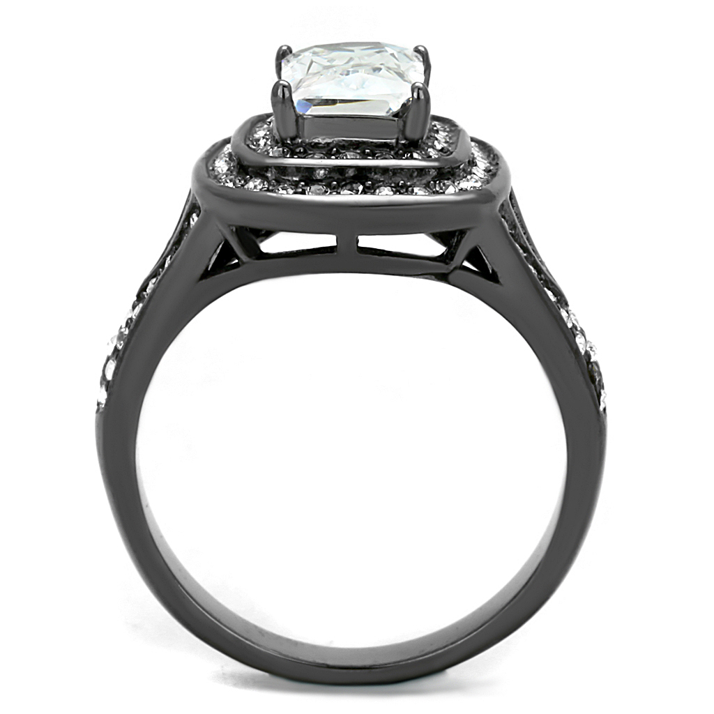 TK2731 - Stainless Steel Ring IP Light Black  (IP Gun) Women AAA Grade CZ Clear