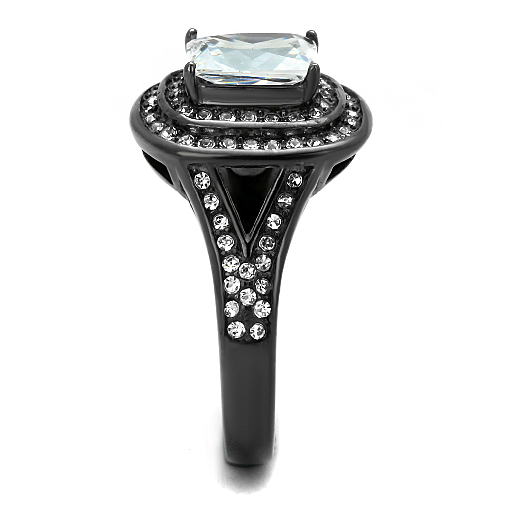 TK2731 - Stainless Steel Ring IP Light Black  (IP Gun) Women AAA Grade CZ Clear