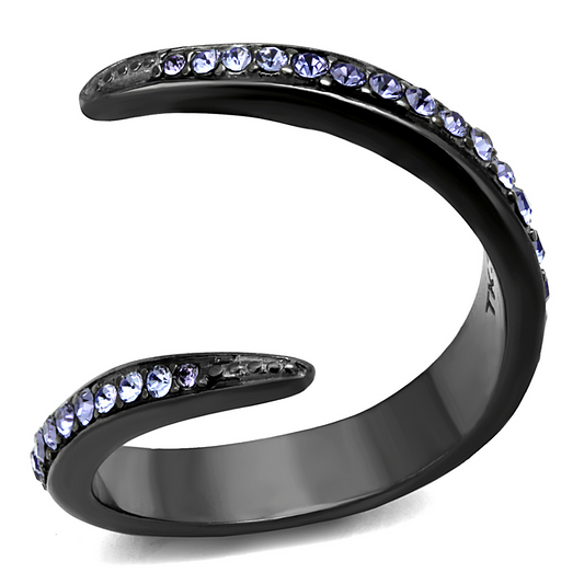 TK2732 - Stainless Steel Ring IP Light Black  (IP Gun) Women Top Grade Crystal Tanzanite