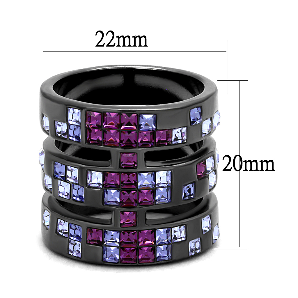 TK2734 - Stainless Steel Ring IP Light Black  (IP Gun) Women Top Grade Crystal Multi Color