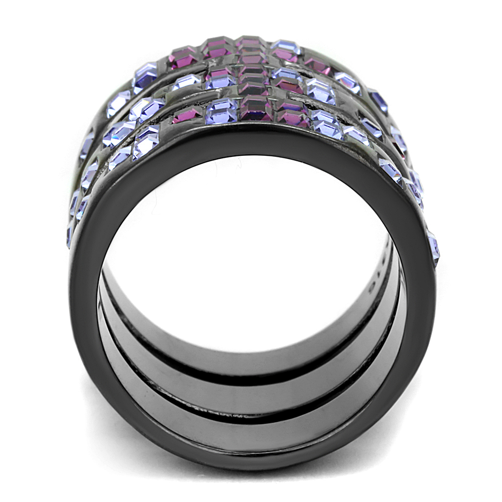 TK2734 - Stainless Steel Ring IP Light Black  (IP Gun) Women Top Grade Crystal Multi Color