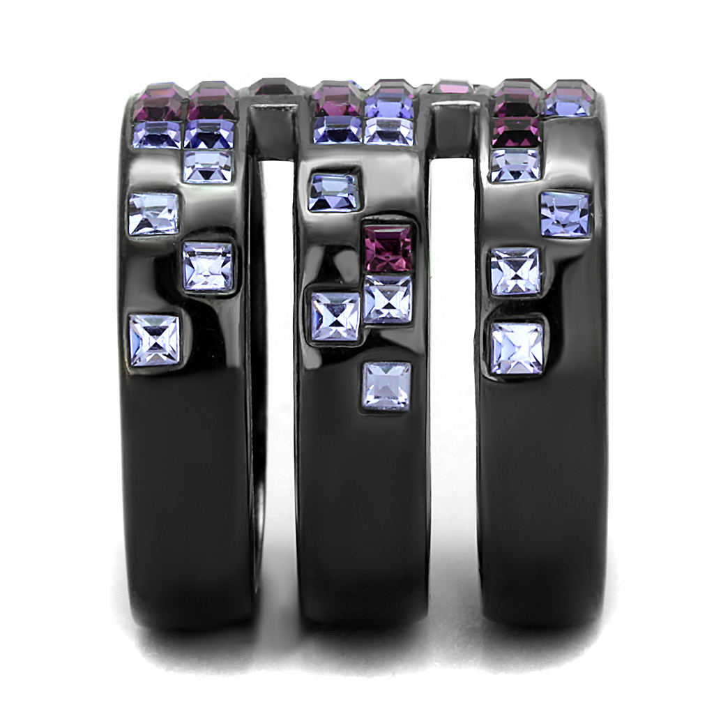 TK2734 - Stainless Steel Ring IP Light Black  (IP Gun) Women Top Grade Crystal Multi Color