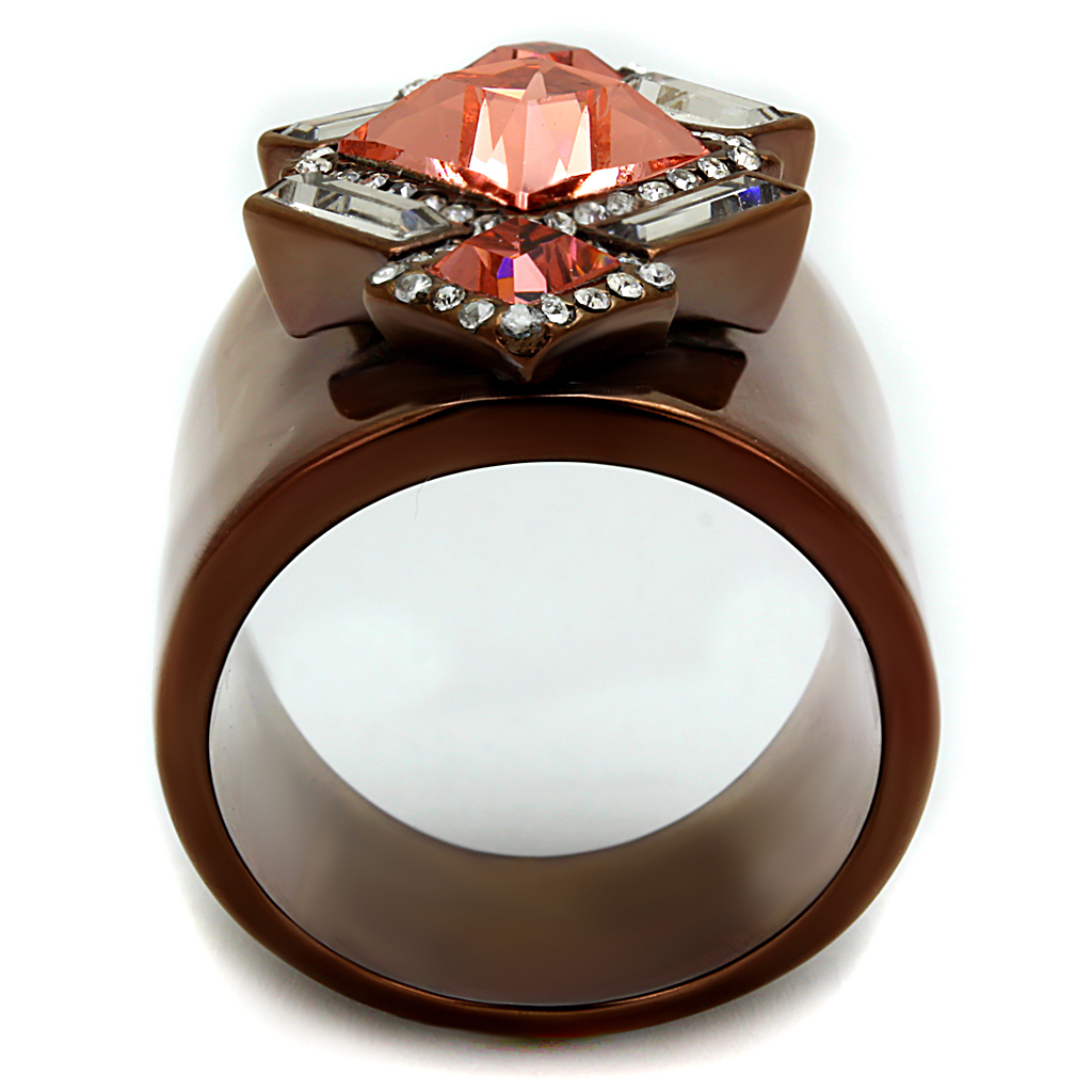 TK2735 - Stainless Steel Ring IP Coffee light Women Top Grade Crystal Rose