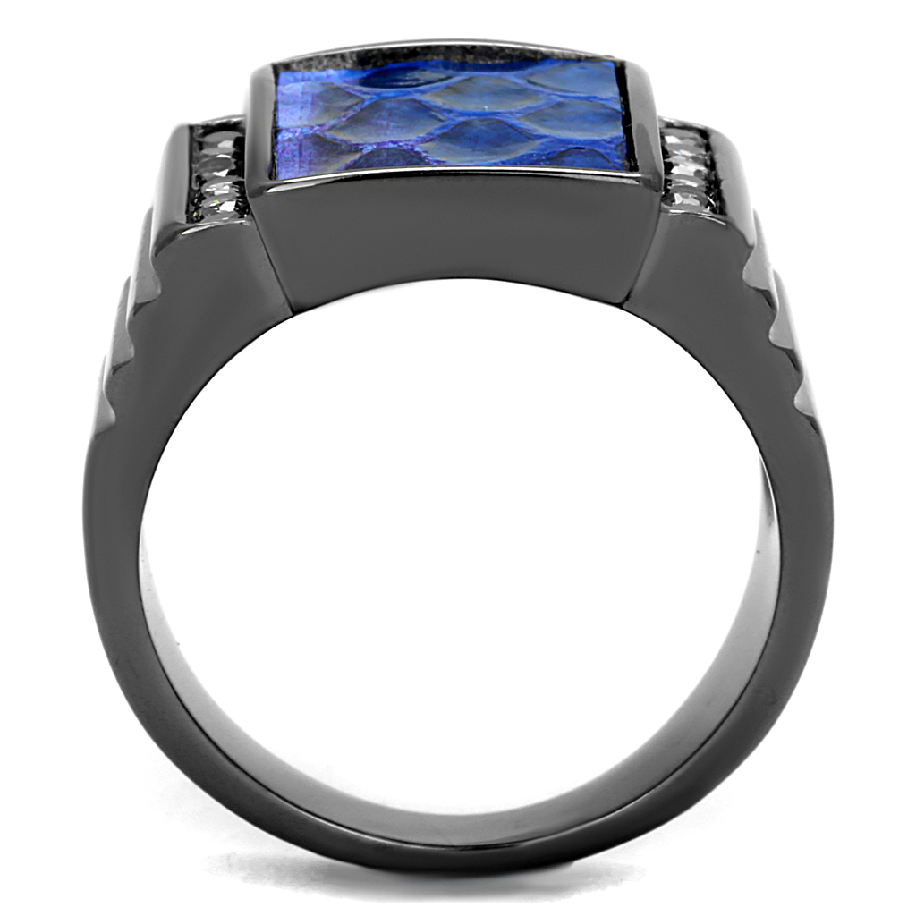 TK2736 - Stainless Steel Ring IP Light Black  (IP Gun) Women Leather Montana