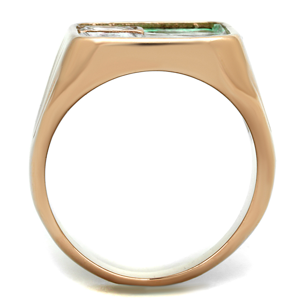 TK2737 - Stainless Steel Ring IP Rose Gold(Ion Plating) Men Leather Multi Color