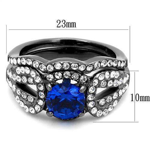 TK2740 - Stainless Steel Ring IP Light Black  (IP Gun) Women Synthetic London Blue