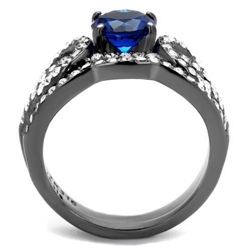 TK2740 - Stainless Steel Ring IP Light Black  (IP Gun) Women Synthetic London Blue