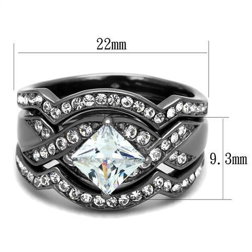 TK2741 - Stainless Steel Ring IP Light Black  (IP Gun) Women AAA Grade CZ Clear