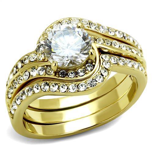 TK2742 - Stainless Steel Ring IP Gold(Ion Plating) Women AAA Grade CZ Clear