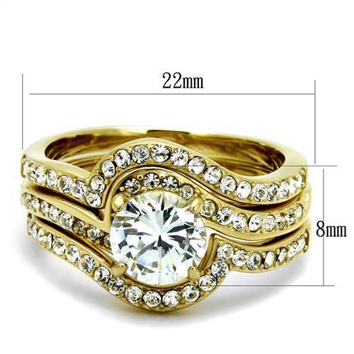 TK2742 - Stainless Steel Ring IP Gold(Ion Plating) Women AAA Grade CZ Clear