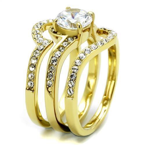 TK2742 - Stainless Steel Ring IP Gold(Ion Plating) Women AAA Grade CZ Clear