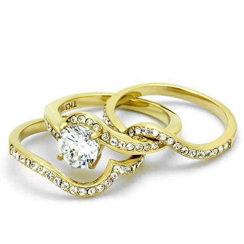 TK2742 - Stainless Steel Ring IP Gold(Ion Plating) Women AAA Grade CZ Clear