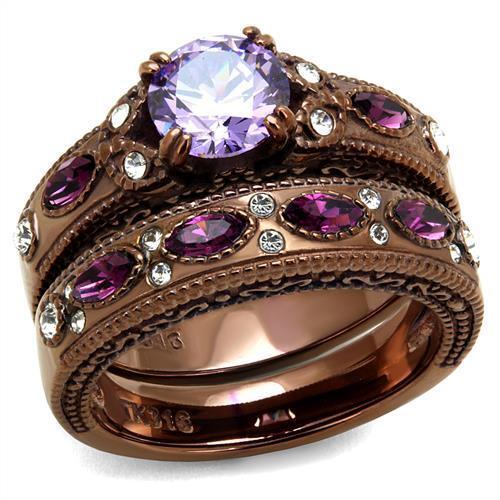 TK2746 - Stainless Steel Ring IP Coffee light Women AAA Grade CZ Amethyst