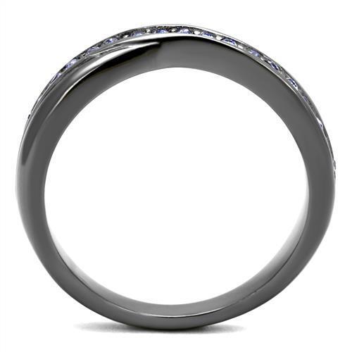 TK2750 - Stainless Steel Ring IP Light Black  (IP Gun) Women Top Grade Crystal Tanzanite