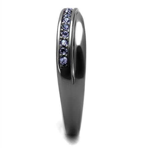 TK2750 - Stainless Steel Ring IP Light Black  (IP Gun) Women Top Grade Crystal Tanzanite