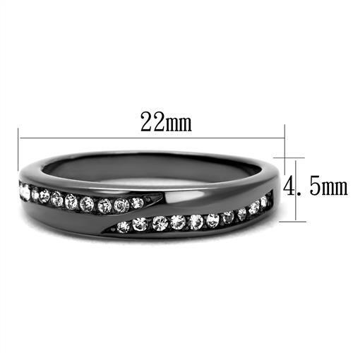 TK2751 - Stainless Steel Ring IP Light Black  (IP Gun) Women Top Grade Crystal Clear