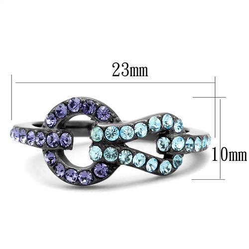 TK2752 - Stainless Steel Ring IP Light Black  (IP Gun) Women Top Grade Crystal Tanzanite