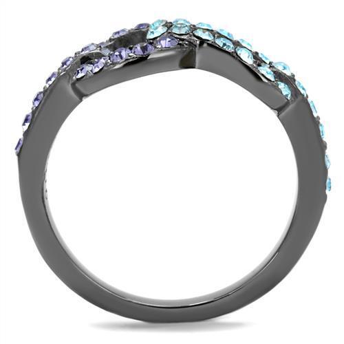 TK2752 - Stainless Steel Ring IP Light Black  (IP Gun) Women Top Grade Crystal Tanzanite