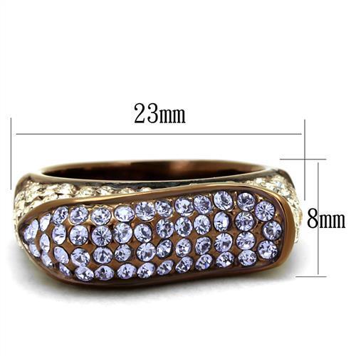 TK2754 - Stainless Steel Ring IP Coffee light Women Top Grade Crystal Multi Color