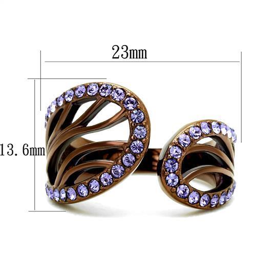 TK2755 - Stainless Steel Ring IP Coffee light Women Top Grade Crystal Tanzanite