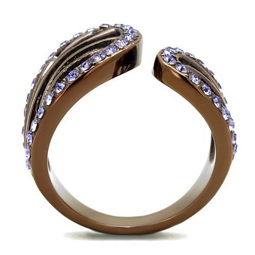 TK2755 - Stainless Steel Ring IP Coffee light Women Top Grade Crystal Tanzanite