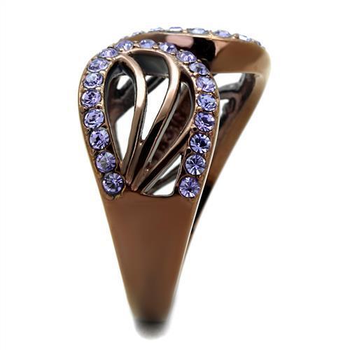 TK2755 - Stainless Steel Ring IP Coffee light Women Top Grade Crystal Tanzanite