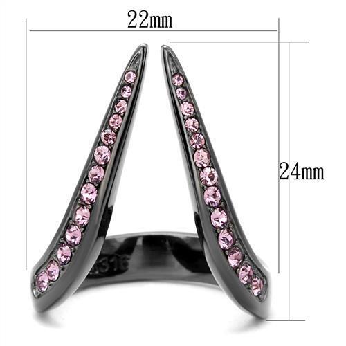 TK2756 - Stainless Steel Ring IP Light Black  (IP Gun) Women Top Grade Crystal Light Amethyst