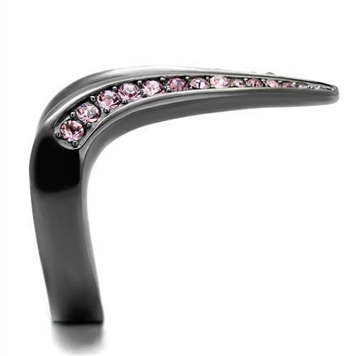 TK2756 - Stainless Steel Ring IP Light Black  (IP Gun) Women Top Grade Crystal Light Amethyst