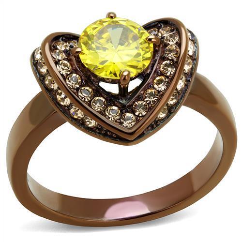 TK2762 - Stainless Steel Ring IP Coffee light Women AAA Grade CZ Topaz