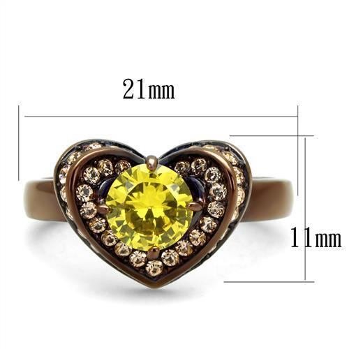 TK2762 - Stainless Steel Ring IP Coffee light Women AAA Grade CZ Topaz