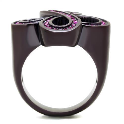 TK2763 - Stainless Steel Ring IP Dark Brown (IP coffee) Women Top Grade Crystal Fuchsia