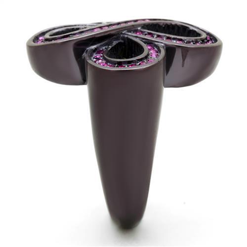 TK2763 - Stainless Steel Ring IP Dark Brown (IP coffee) Women Top Grade Crystal Fuchsia