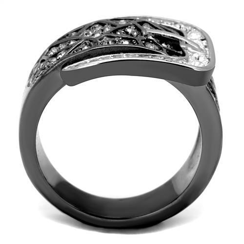 TK2769 - Stainless Steel Ring Two-Tone IP Black Women Top Grade Crystal Black Diamond