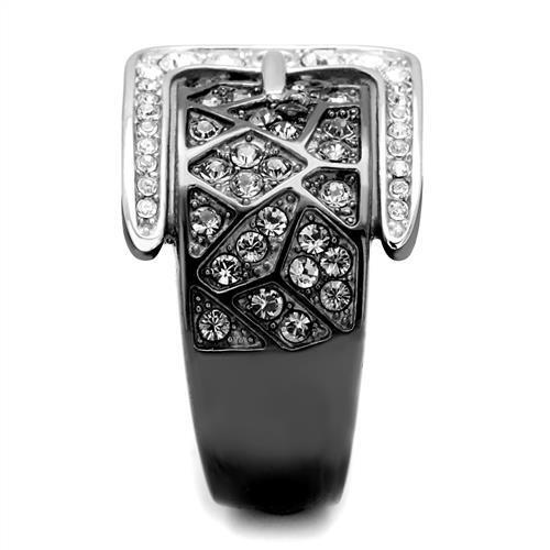 TK2769 - Stainless Steel Ring Two-Tone IP Black Women Top Grade Crystal Black Diamond