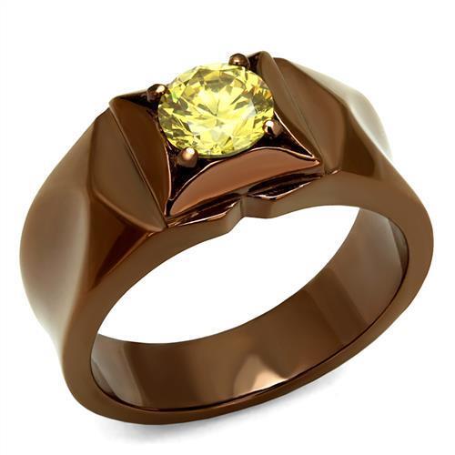 TK2773 - Stainless Steel Ring IP Coffee light Women AAA Grade CZ Topaz