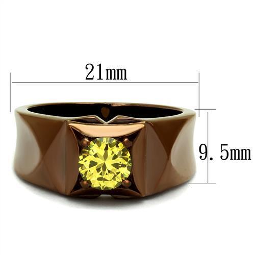 TK2773 - Stainless Steel Ring IP Coffee light Women AAA Grade CZ Topaz