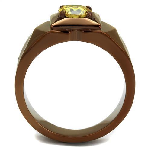 TK2773 - Stainless Steel Ring IP Coffee light Women AAA Grade CZ Topaz