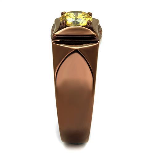 TK2773 - Stainless Steel Ring IP Coffee light Women AAA Grade CZ Topaz