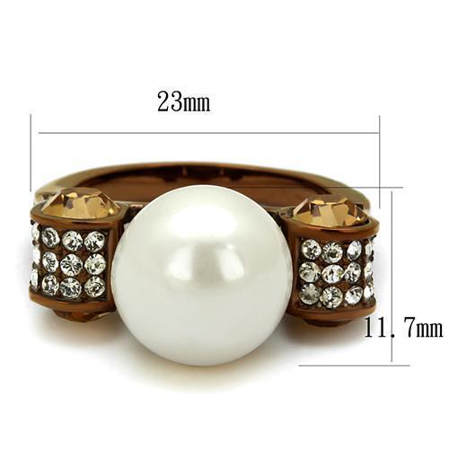 TK2774 - Stainless Steel Ring IP Coffee light Women Synthetic White