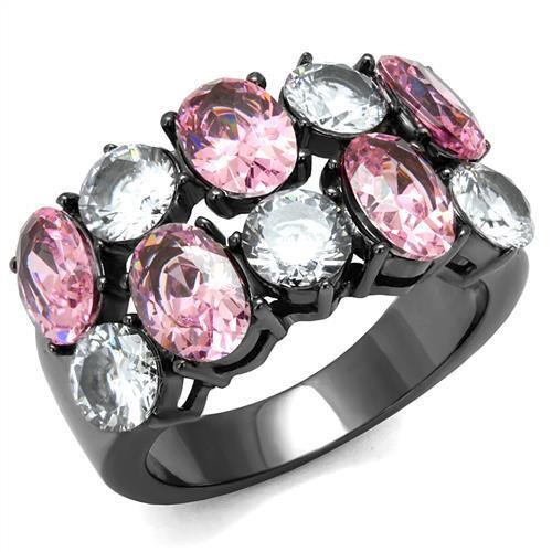 TK2776 - Stainless Steel Ring IP Light Black  (IP Gun) Women AAA Grade CZ Rose