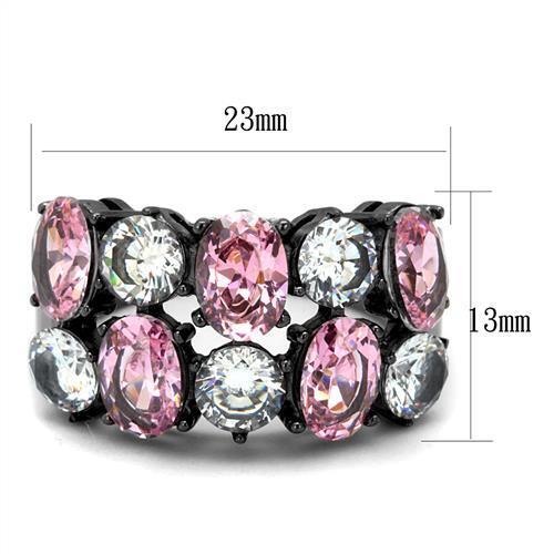 TK2776 - Stainless Steel Ring IP Light Black  (IP Gun) Women AAA Grade CZ Rose